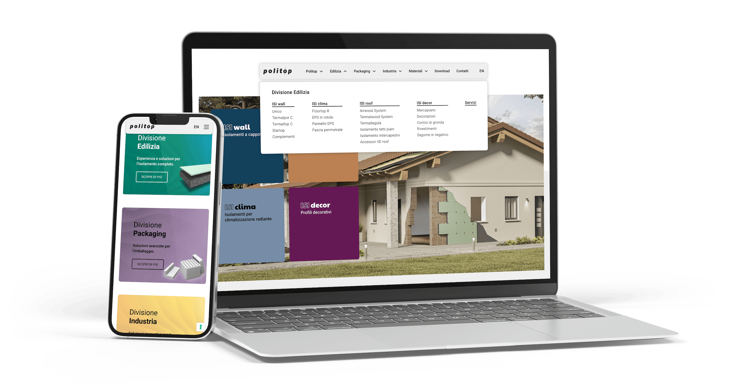 Foto Mockup della Homepage del sito Politop Srl