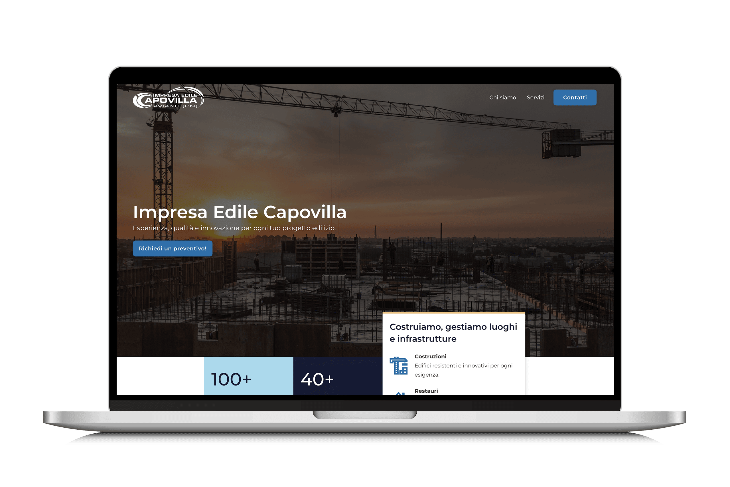 Foto Mockup della Homepage del sito Impresa Edile Capovilla