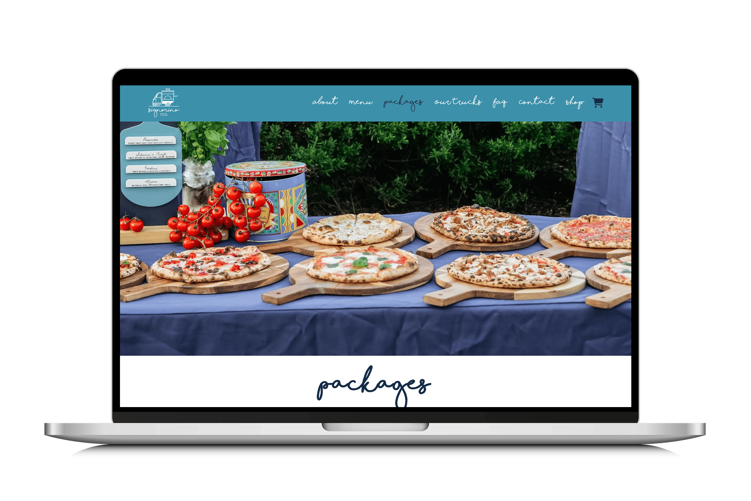 Foto Mockup della Homepage del sito Signorino Pizza
