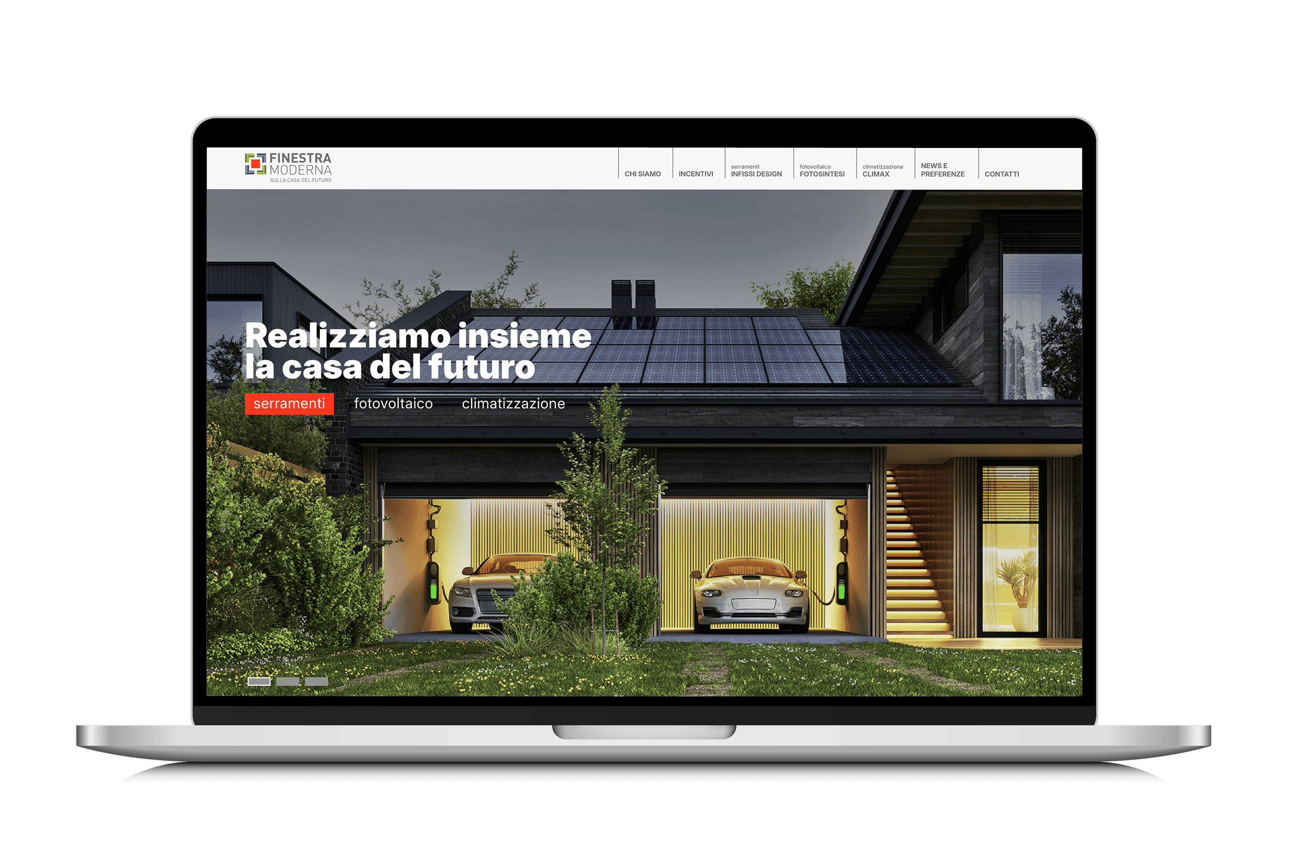 Foto Mockup della Homepage del sito Finestra Moderna Srl
