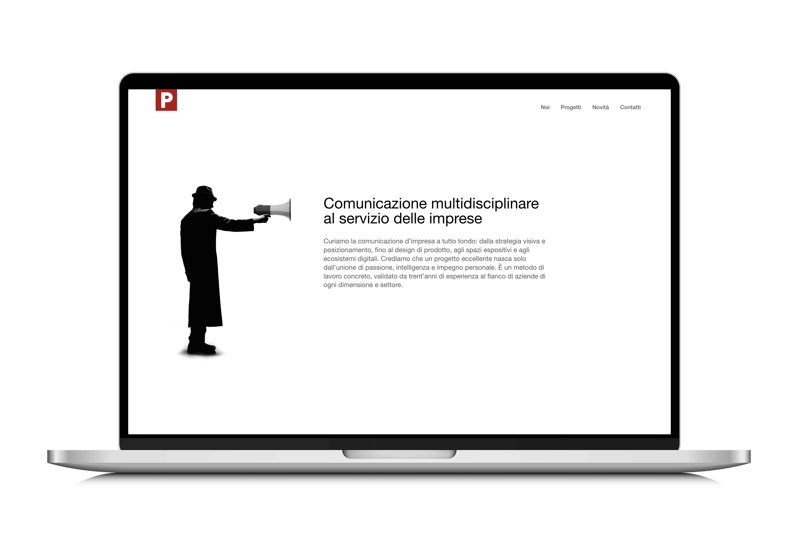 Foto Mockup della Homepage del sito P-Studio